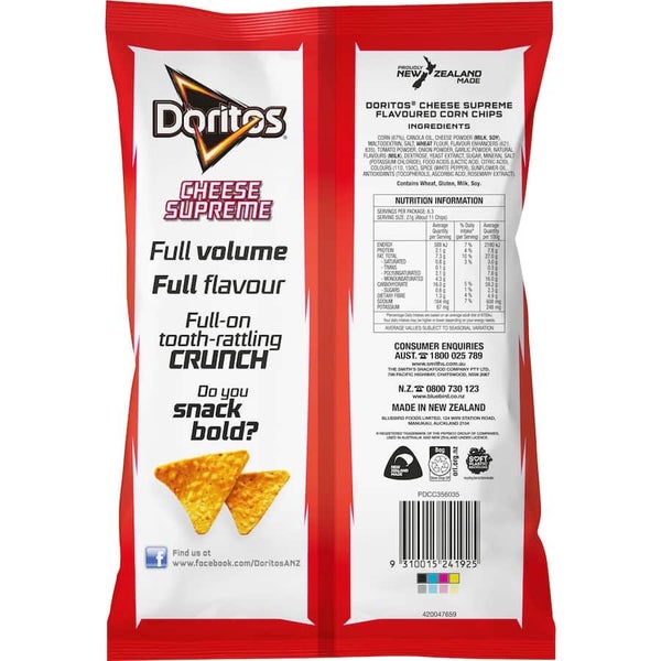 Doritos Corn Chips Cheese Supreme 170g Carousel 2