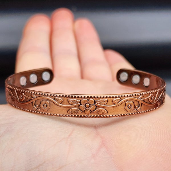 Copper Magnetic Flower Cuff Bracelet Carousel 1