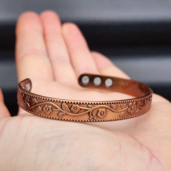 Copper Magnetic Flower Cuff Bracelet Carousel 2