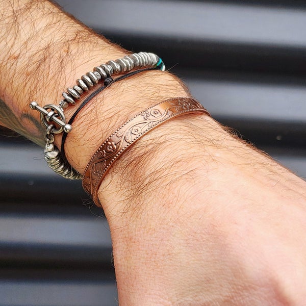 Copper Magnetic Flower Cuff Bracelet Carousel 6