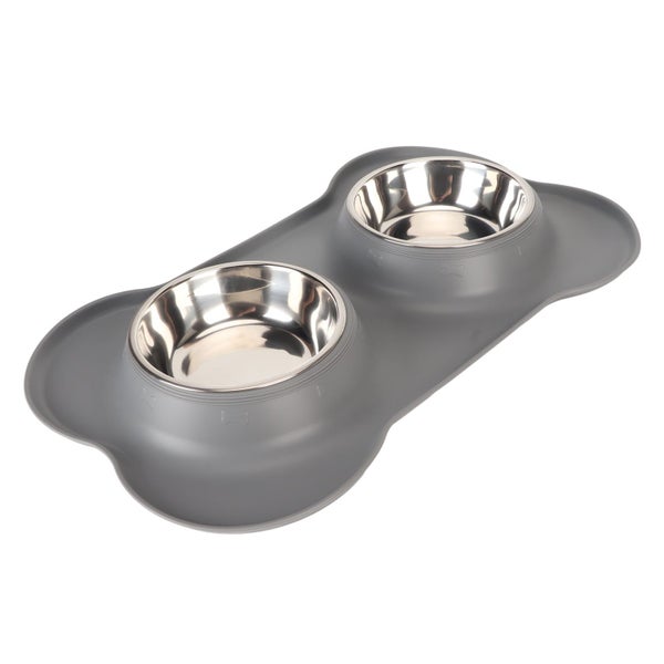 dog bowl with silicone mat pet bowl set Dog Bowls Prevent Spill Slip Proof Carousel 2