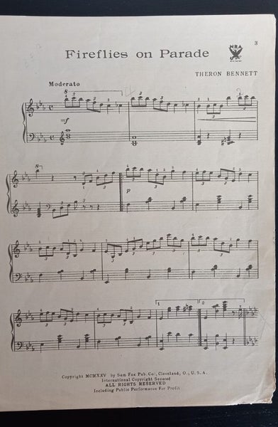 Old sheet music - Fireflies on Parade - a novelette for the piano Carousel 2