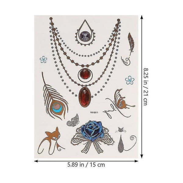 12 Pcs Temporary Tattoos Glitter Waterproof Gold Silver Transfer Tattoo Party D Carousel 3