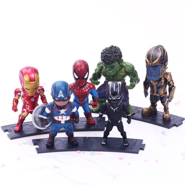 6pcs/set Marvel Avengers Black Panther Thanos Ironman Spiderman Carousel 2