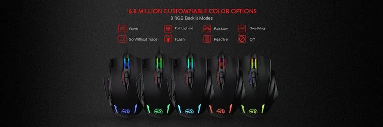 Redragon IMPACT M908 Wired Laser Gaming Mouse, 12400 DPI, with 19 Program CHK29M Carousel 10