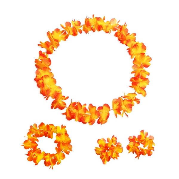 4pcs/set Hawaiian Flowers Necklace Headband Garland Wedding Decorations B CHK29M Carousel 1