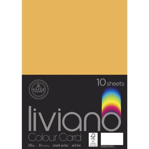 Liviano Heavy Colour Card - 300gsm A4 (Old Gold) - Pack of 10 Carousel 1