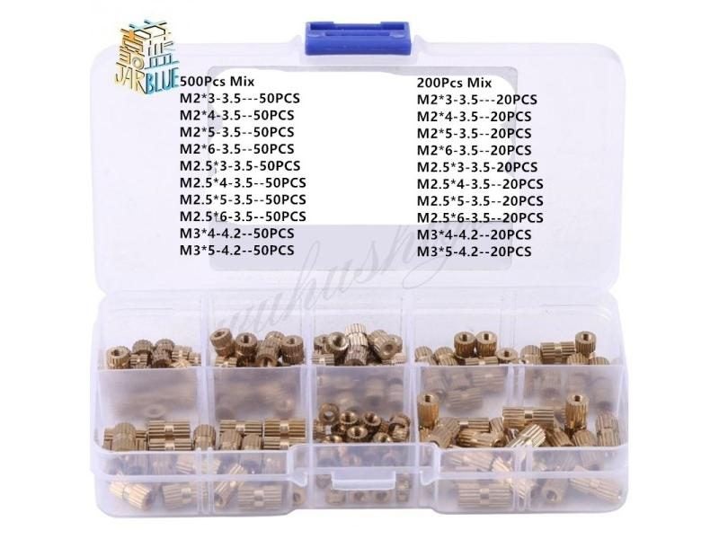 50pcs/200pcs/500pcs M2 M2.5 M3 Brass Knurl Insert Nuts Threaded Assortment Set Carousel 1