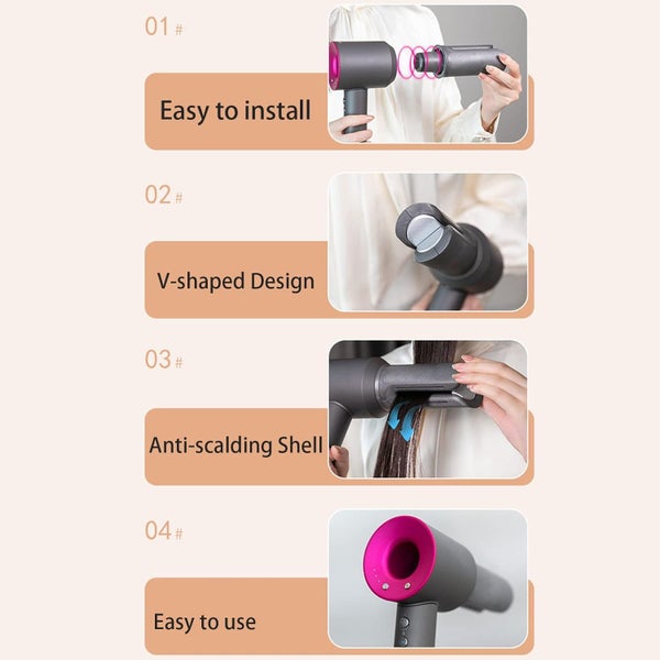 Hair Straightener Attachment Nozzle Compatible with Dyson Hair Dryer Carousel 2