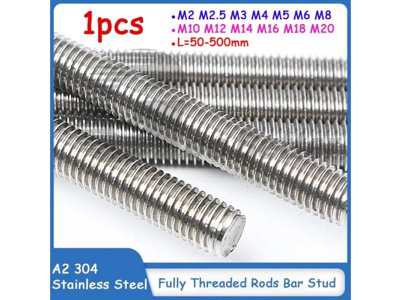 1PCS A2 304 Stainless Steel Fully Threaded Rods Bar Stud M2 M2.5 M3 M4 M5 M6 M8 Carousel 1