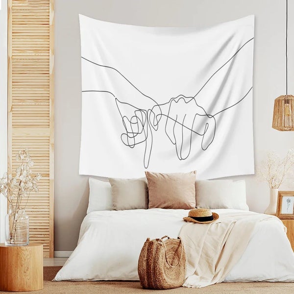 Abstract Line Draw Creative Tapestry Kiss Couple Hippie Wall Hanging Fabr CHK29M Carousel 1