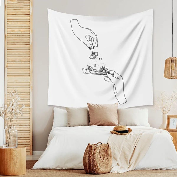 Abstract Line Draw Creative Tapestry Kiss Couple Hippie Wall Hanging Fabr CHK29M Carousel 2