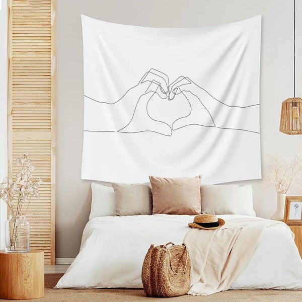 Abstract Line Draw Creative Tapestry Kiss Couple Hippie Wall Hanging Fabr CHK29M Carousel 13