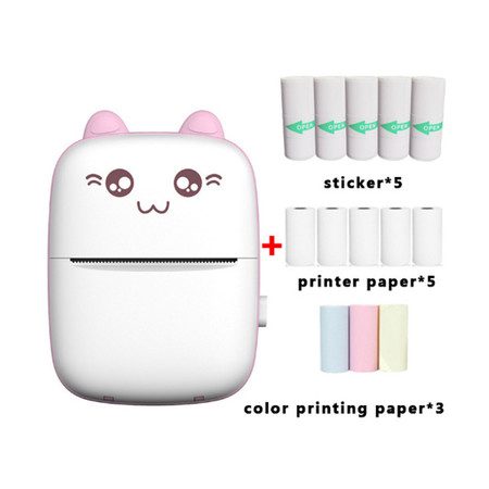 Portable Thermal Printer, Bluetooth Wireless Tiny Printer Pink Carousel 7