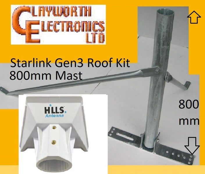 Starlink Gen3 V4 Adapter 800mm Long Galvanised Roof Mount Fascia Pole NEW Carousel 1