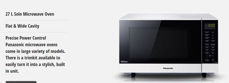 Panasonic 27L Flatbed Inverter 1000W Microwave - White NN-SF564WQPQ Carousel 14