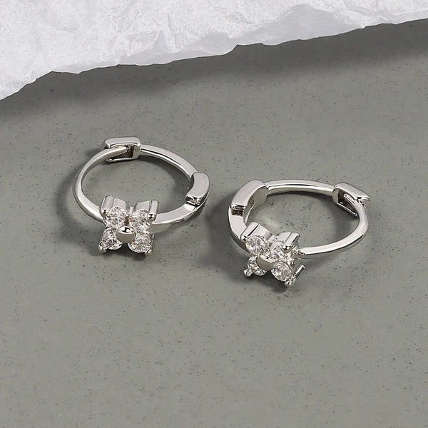 2PC Stainless Steel Little Huggies Hoop Earrings For Women Tiny Crystal Z CHK29M Carousel 1