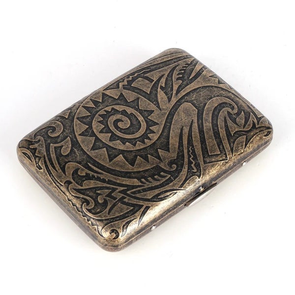 Bronze Vintage Metal Cigarette Box Holder Pattern 16PCS Tube Cigar Retro CHK29M Carousel 2