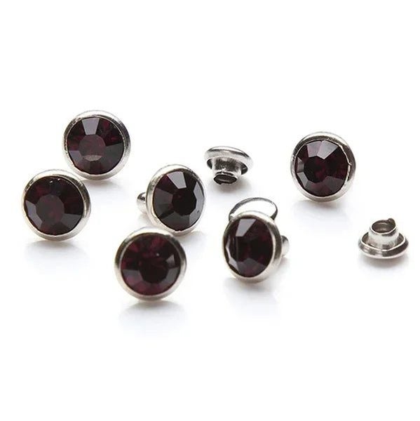 100 Sets 6 & 8mm Shiny Czech Crystal Rhinestone Rivet Metal Base Studs De CHK29M Carousel 2