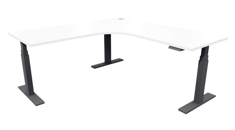 Electric Height Adjustable Workstation 1500 x 1500 x 700 with Black Frame Carousel 2