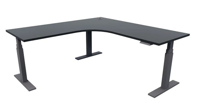 Electric Height Adjustable Workstation 1500 x 1500 x 700 with Black Frame Carousel 1