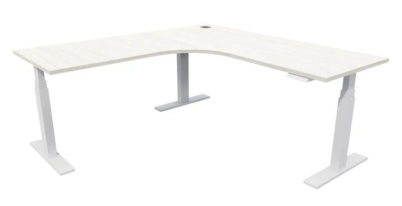 Electric Height Adjustable Workstation 1500 x 1500 x 700 with White Frame Carousel 2