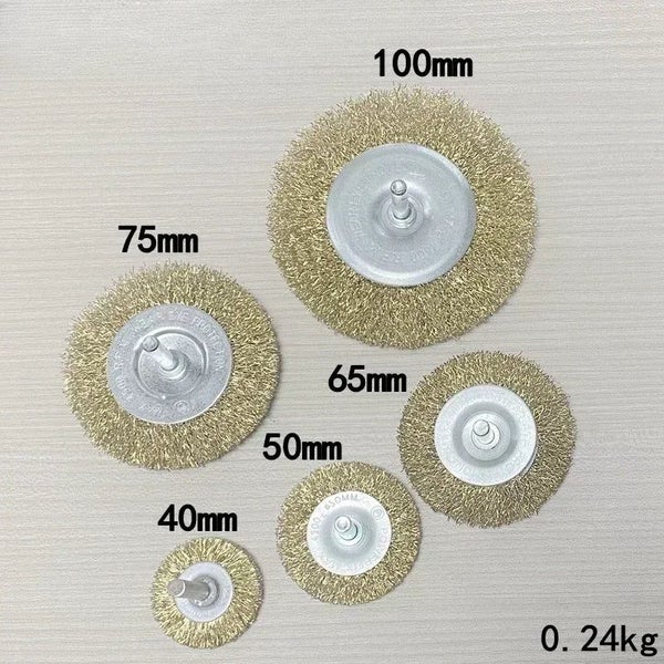 50mm/60mm/75mm Steel Wire Brush Brass Plated Wheels Brushes Drill Rotary CHK29M Carousel 1