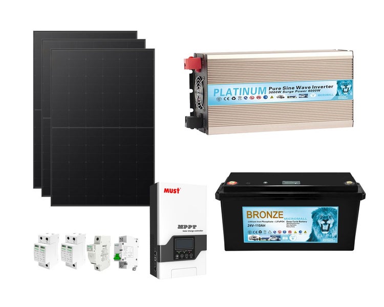 7KWH 24V 3KW Off Grid LiFePO4 Lithium Battery Solar Kit Carousel 1