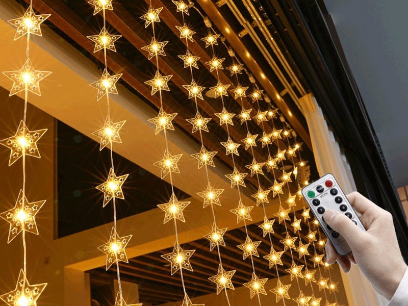 1Pc 3M Christmas Star Fairy String Lights Curtain Light with Remote Control Carousel 1