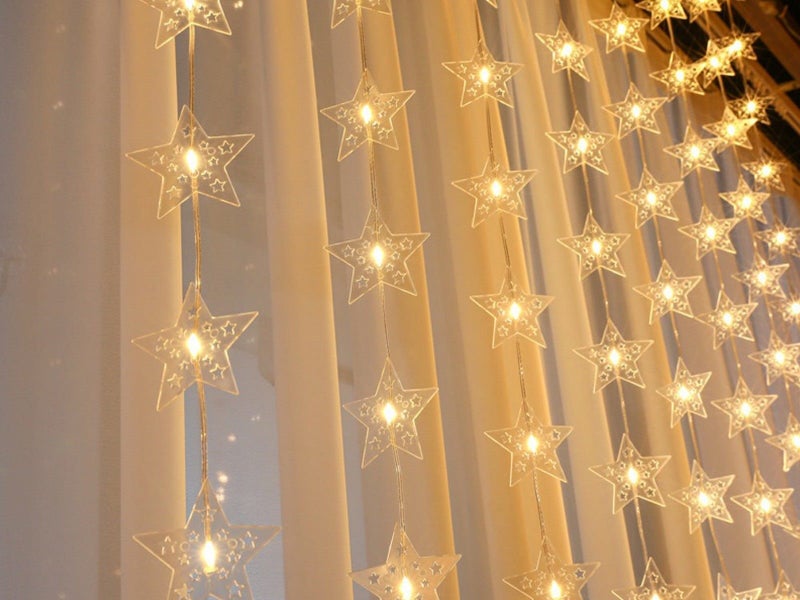 1Pc 3M Christmas Star Fairy String Lights Curtain Light with Remote Control Carousel 2