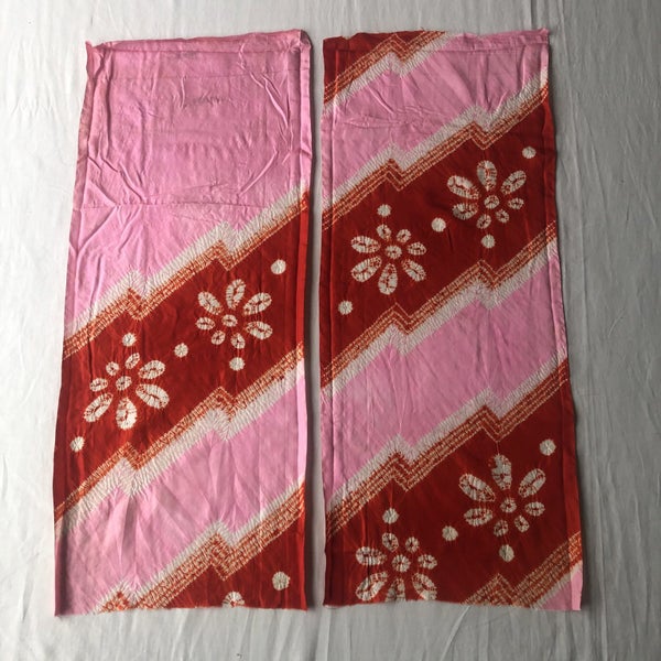 Vintage Japanese Silk Shibori Kimono Panels x2 Fabric Pieces Old Textiles Carousel 2