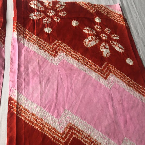 Vintage Japanese Silk Shibori Kimono Panels x2 Fabric Pieces Old Textiles Carousel 16