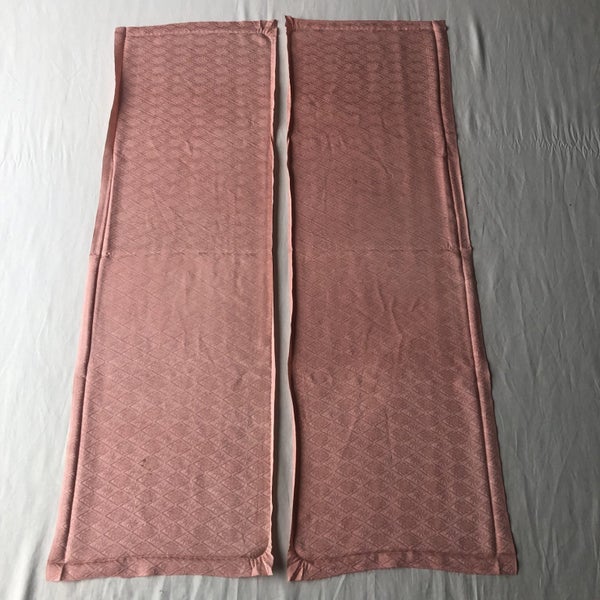 Vintage Rinzu Silk Peach Pink Japanese Kimono Panels Fabric Pieces X2 Carousel 2