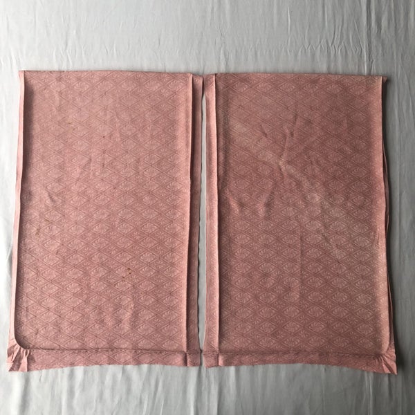 Vintage Rinzu Silk Peach Pink Japanese Kimono Panels Fabric Pieces X2 Carousel 20