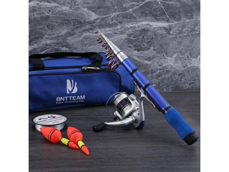 BNTTEAM Mini Spinning Reel And Rod Combos Telescopic Portable Hand Hard Fiber Carousel 2