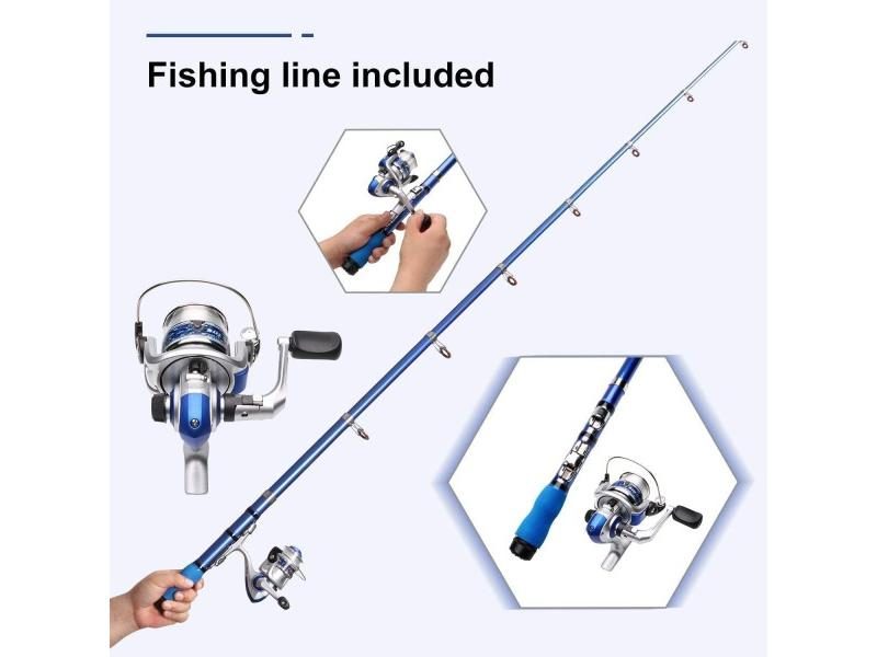 Mini Spinning Reel Rod Combos With Telescopic Fishing Gear For Kids/Beginners Carousel 1