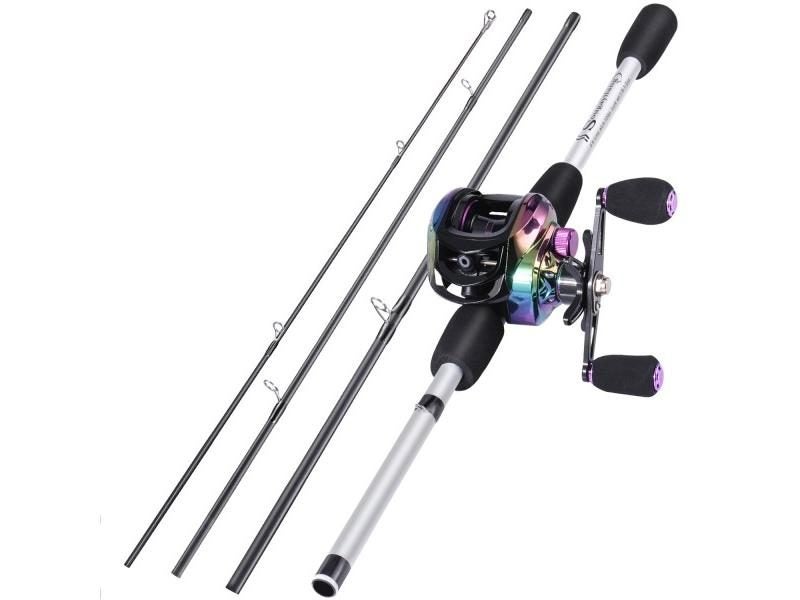 Sougayilang 1.98M Casting Fishing Set Carbon Telescopic Fishing Rod Combo Carousel 1