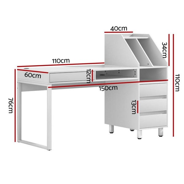 Computer Desk Office Study Desks Table Drawer Bookshelf Carousel 2