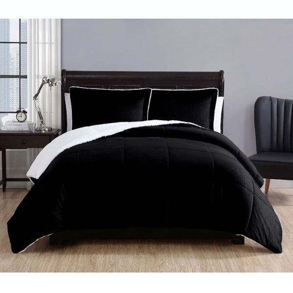3 Piece Micro Mink Comforter Set Black Queen Comforter Sets Queen Carousel 2