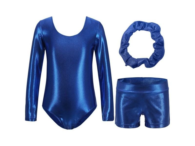 Leotards For Girls 3Pcs Ballet Dance Gymnastics Suit Long Sleeves Bodysuit With Carousel 1