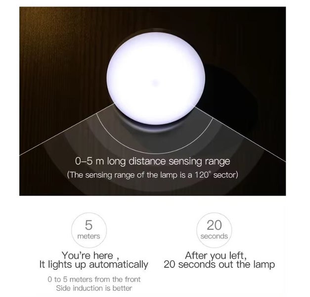Magnetic motion sensor LED night light 360 rotatable rechargeable - Cool White Carousel 10