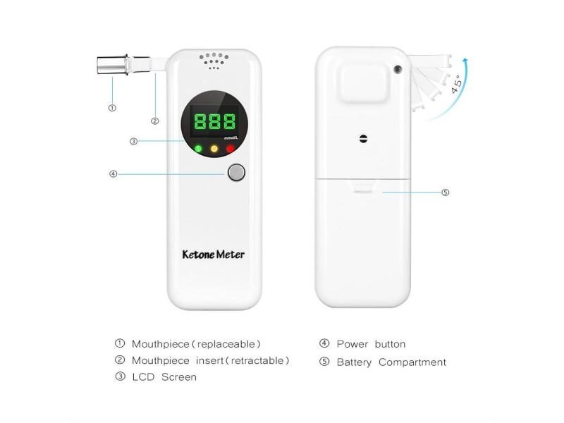 Portable Ketones Breath Analyzer With 10 Mouthpieces White Carousel 1