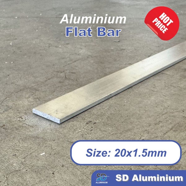 Aluminium Flat Bar - 20x1.5mm - Mill Finish - 2.0m Length Carousel 1
