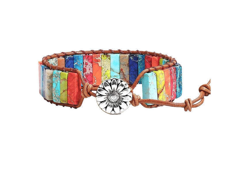7 Chakra Bracelets Boho Leather Wrap Bracelet Women Men Friendship Jewelry ST3 Carousel 2