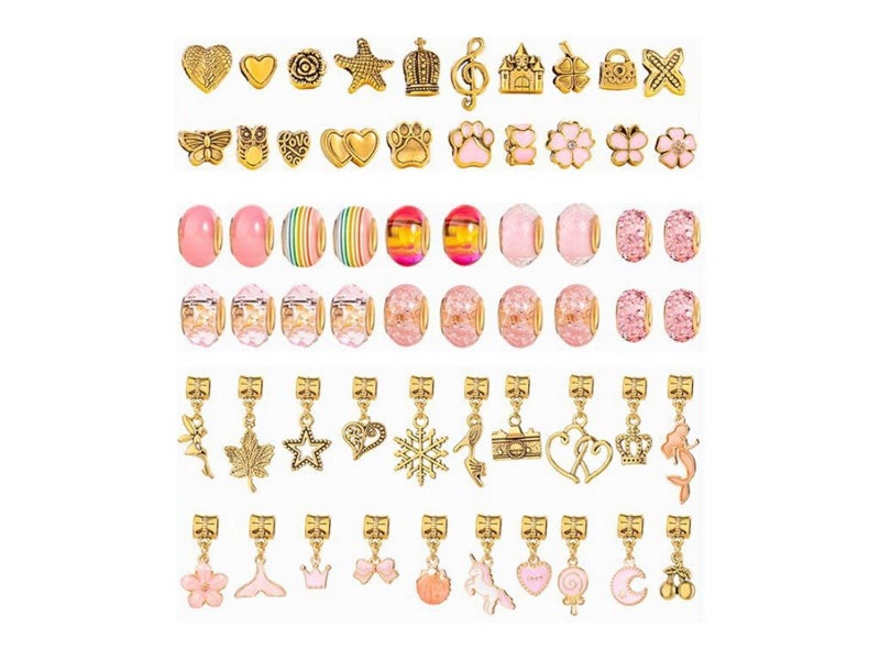 66Pcs DIY Bracelet Making Kit Charm Bracelets Kit Jewellery Crafts Set Pink Carousel 2