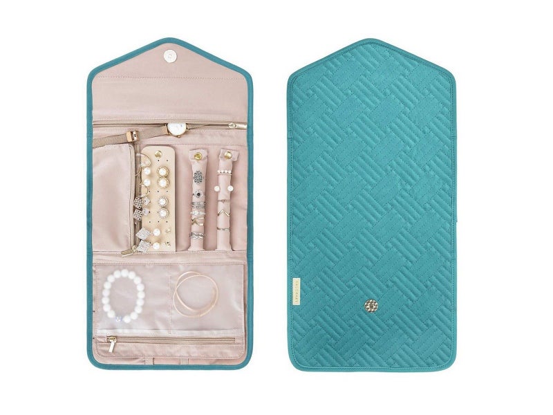 Foldable Jewelry Storage Bag Jewellery Pouch for Journey Organiser Travel Blue Carousel 1