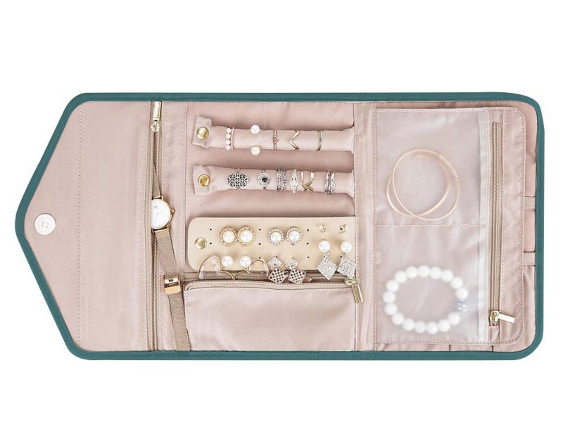 Foldable Jewelry Storage Bag Jewellery Pouch for Journey Organiser Travel Blue Carousel 3