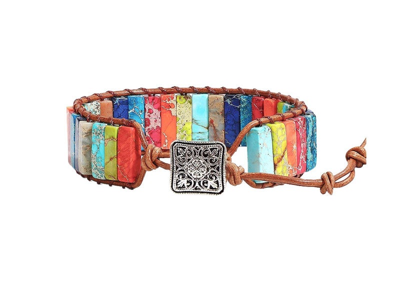 7 Chakra Bracelets Boho Leather Wrap Bracelet Women Men Friendship Jewelry ST2 Carousel 2
