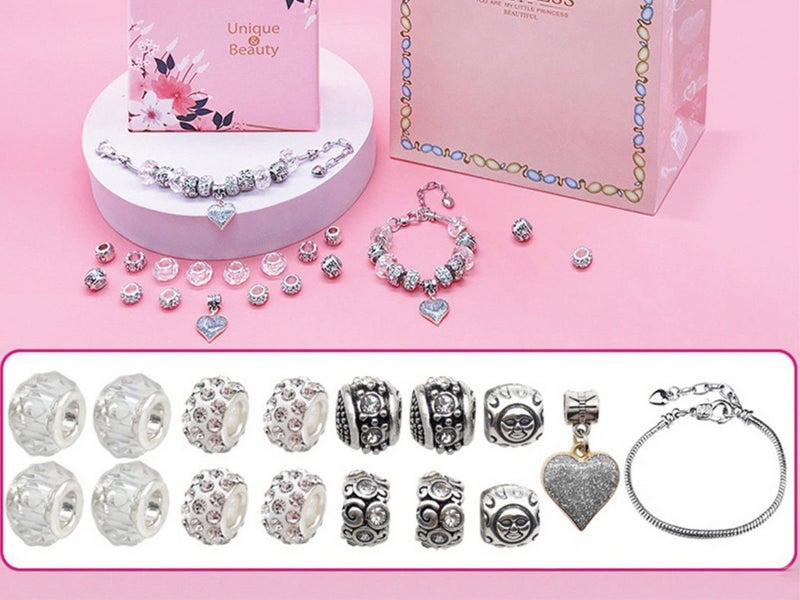 16Pcs White Mothers Day DIY Bracelet Making Kit Charm Pendant Bracelets Set Carousel 2