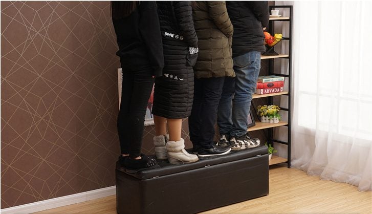 Ottoman Storage Foot Stool Box black PU 100x40x42CM Carousel 2